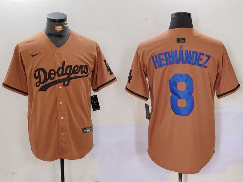 Mens Los Angeles Dodgers #8 Kike Hernandez Olive Cool Base Limited Stitched Jersey